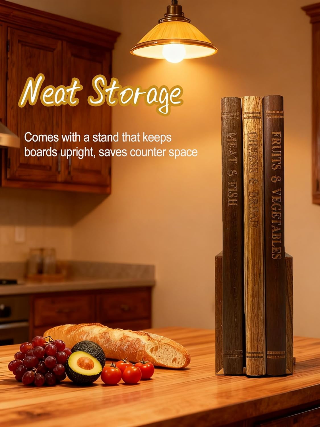 Book Cutting Board Set, Book Themed Cutting Board Set 100% Wood, Walnut Cutting Board Book Set with Stand For Kitchen, Cheese Bread Meat Vegetable Prep Serving Board