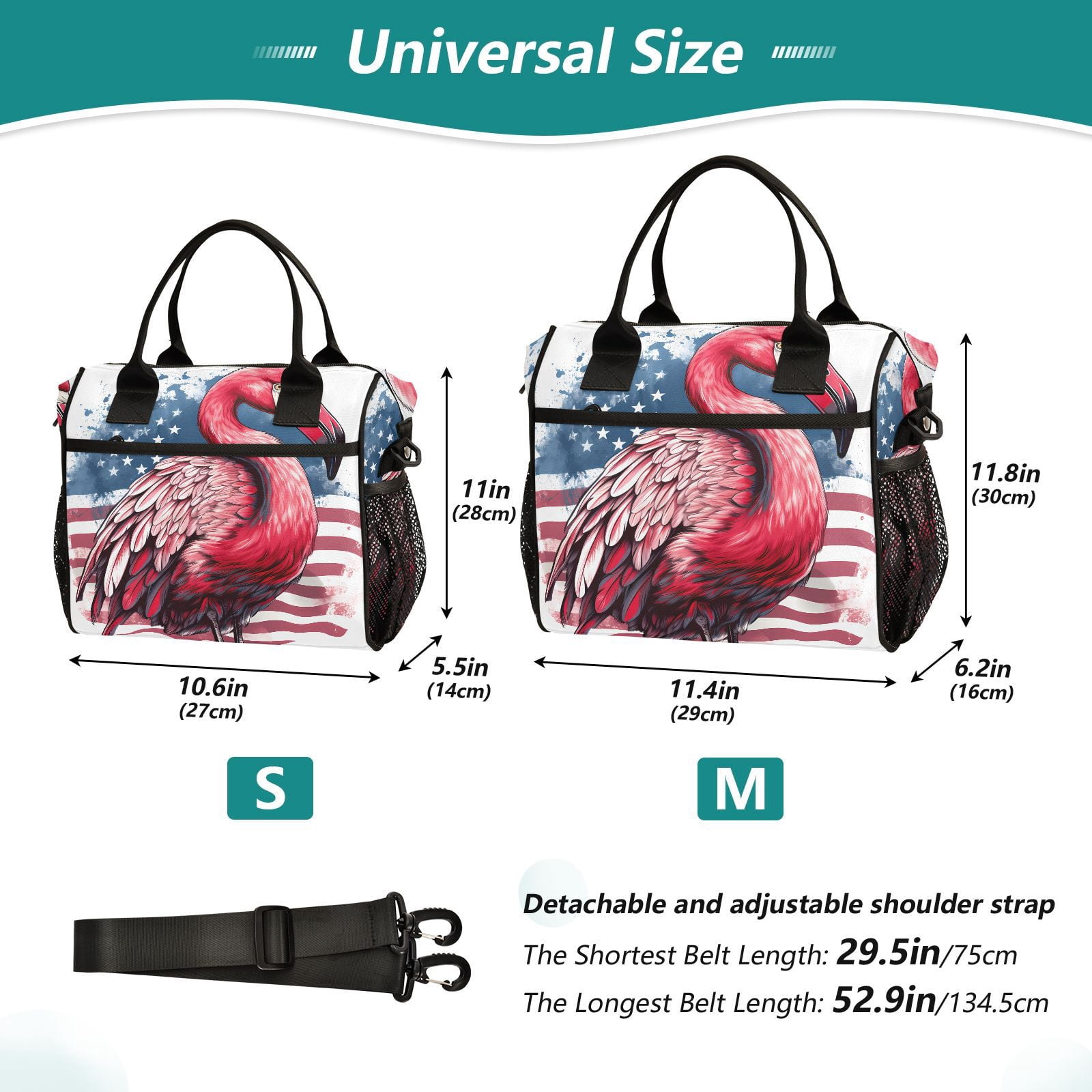 Flamingo American Flag Cooler Bag Lunch Bag Soft Cooler Cooling Tote Insulated Lunch Box for Adult Men Women