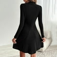 thumbnail image 7 of Ashirexll Womens Winter Dresses, Midi Dresses for Women, Long Sleeve Slim Half High Collar Waist Cinched A-Line Dress, 7 of 7