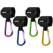Qweryboo 4 Pcs Universal Alloy Pram Strap Hooks, Baby Pushchair Stroller Hooks with D-Hook Pram Buggy Clips for Hanging Diaper Mommy Bag