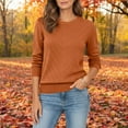 thumbnail image 4 of Cotton Sweaters for Women Lightweight Crewneck Ribbed Knit Long Sleeve Pullover Sweater 2025 S-2XL, 4 of 9