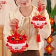 thumbnail image 2 of Kiskick Fluffy Dragon Pendant Dragon Plush Pendant Year of 2024 Mascot Cute Embroidery Pattern Chinese Zodiac Dragon Soft Stuffed Hanging Ornament Home Party, 2 of 8