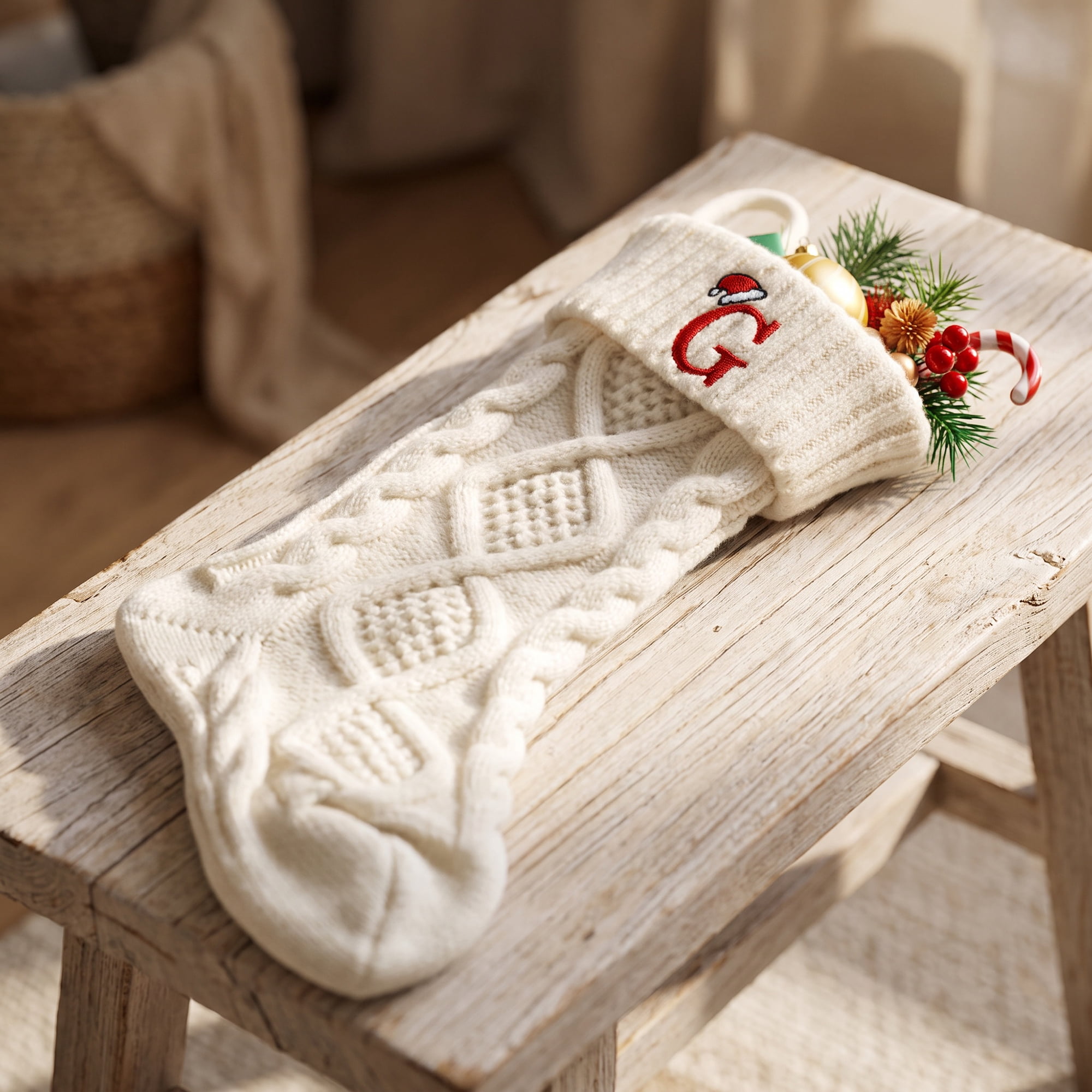 Unique Bargains Canine Bone Christmas Stocking Luxury Puppy Holiday Keepsake Sack Letter G 17"