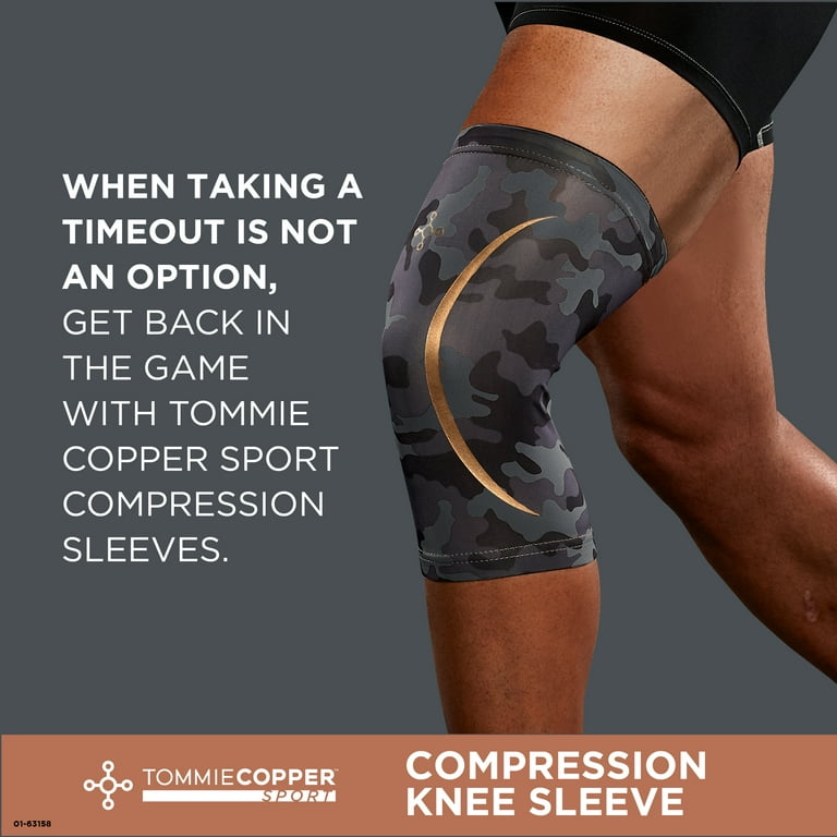 Tommie Copper Sport Compression Knee Sleeve, Grey Camo, Large