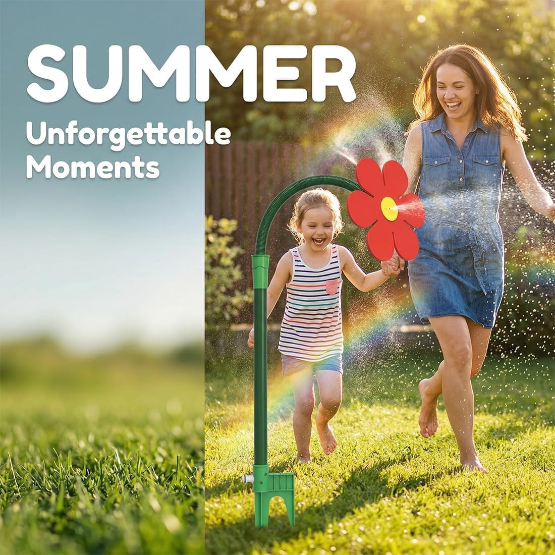 Crazy Daisy Sprinkler, Dancing Daisy Garden Sprinkler, Fun sprinklers for Yard, 360° Rotating Backyard Water Toy for Kids & Pets Summer Fun
