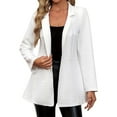 thumbnail image 2 of Kilaqueen Plaid Embossed Womens Blazers for Work Casual Notched Lapel A-line White Blazer Long Sleeve Open Front Cardigan Lightweight Suit Jackets, 2 of 7