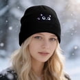 thumbnail image 2 of Women's Knit Hat Cat Embroidered Cute Winter Basic Slouchy Beanie Cap, 2 of 5