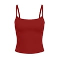 thumbnail image 5 of ClodeEU Women's Spaghetti Strap Tank Top with Built in Pads ,Casual Summer Slim Tanks Red,Womens Plus M, 5 of 6