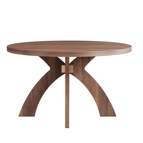 Round Coffee Table, 31.5 Inch Walnut Finish MDF Coffee Table with Curved Cross Legs, Modern Minimalist Circular Center Table for Living Room, 31.5" Lx31.5" Wx18" H