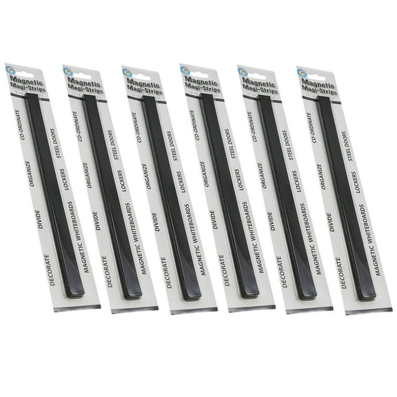 Ashley Productions Magnetic Magi-Strips, Black, 12 Feet Per Pack, 6 Packs