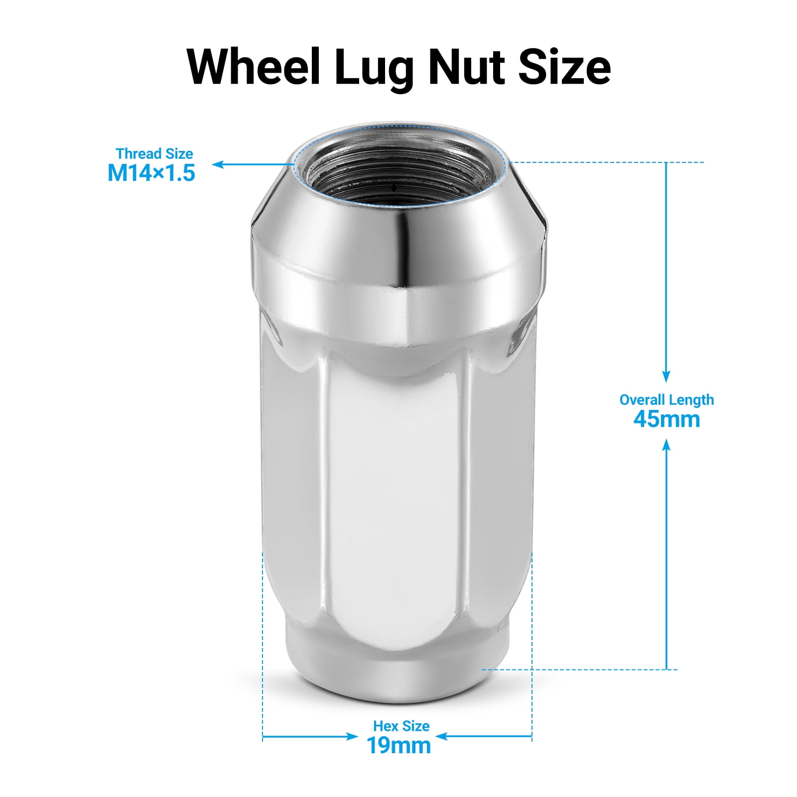 24Pc Chrome 14x1.5 Bulge Acorn Lug Nuts 1.78" For Chevy GMC Silverado Sierra 1500