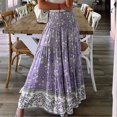 thumbnail image 7 of Yucgh Women's Solid Color High Waist Trumpet Maxi Skirt, Bohemian Tiered A-line Skirt, Flowy Layered Casual Long Skirt with Elastic Waist,Purple,S, 7 of 7