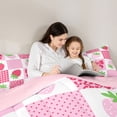 thumbnail image 4 of Erosebridal Strawberry Plaid Full Size Comforter Sets, Bow Buffalo Bedding Sets, Pink Reversible, 1 Comforter and 2 Pillowcases, 4 of 6