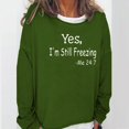 thumbnail image 2 of Honeeladyy Clearance under 10$ Yes I'm Cold Me 24:7 Sweatshirt, Women's Funny Letter Printed Graphic Sweatshirt Long Sleeve Crew Neck Pullover, 2 of 3