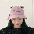 thumbnail image 4 of 56-58cm hat circumference frog wide-brimmed sun hat casual fisherman hat sunscreen hat,pink, 4 of 5