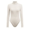 thumbnail image 4 of Gkeoshab Womens Tops High Neck Knit Jumpsuit for Women – Fashion Slim-Fit Long Sleeve One-Piece Beige L, 4 of 4