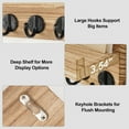 thumbnail image 3 of Key Holder for Wall, Decorative Key and Mail Holder with Shelf Has Large Hooks for Bags, Coats, Umbrella – Paulownia Wood Key Hanger with Mounting Hardware (9.8”W x 6.7”H x 4.2”D), 3 of 7