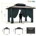 thumbnail image 5 of HOTEEL 10'x12' Hardtop Gazebo Heavy Duty Outdoor Gazebo with Galvanized Steel Double Roof, Flame-Retardant Curtains and Netting, Permanent Gazebo for Patio, Lawn and Backyard, Black, 5 of 11