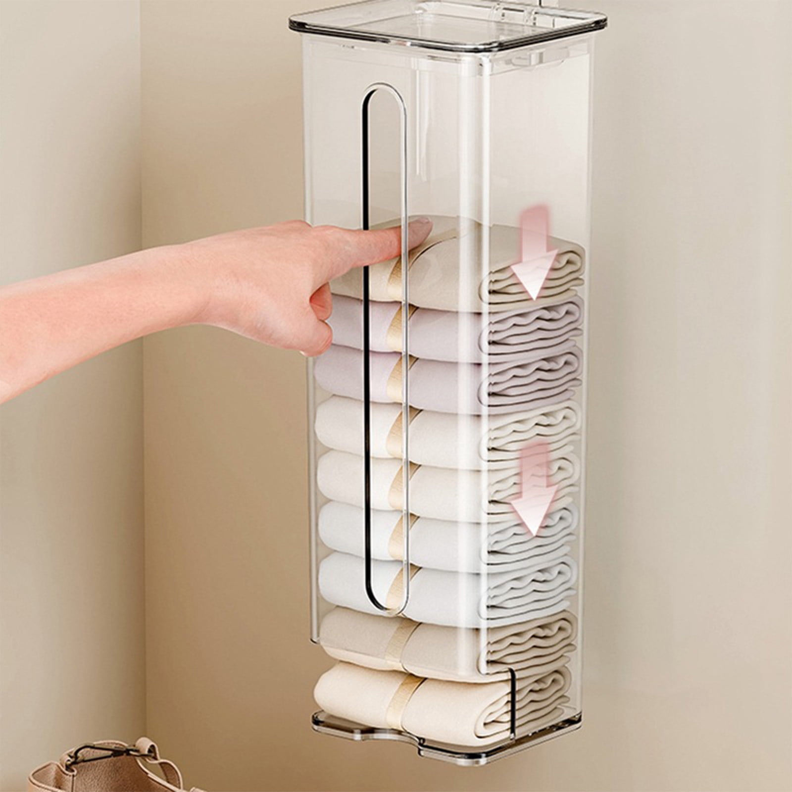 Boîte De Rangement Murale Pour Sous-vêtements & Chaussettes - 22.5x7.5x7.5cm - Blanc, à Fixer Dans L'Armoire - 6