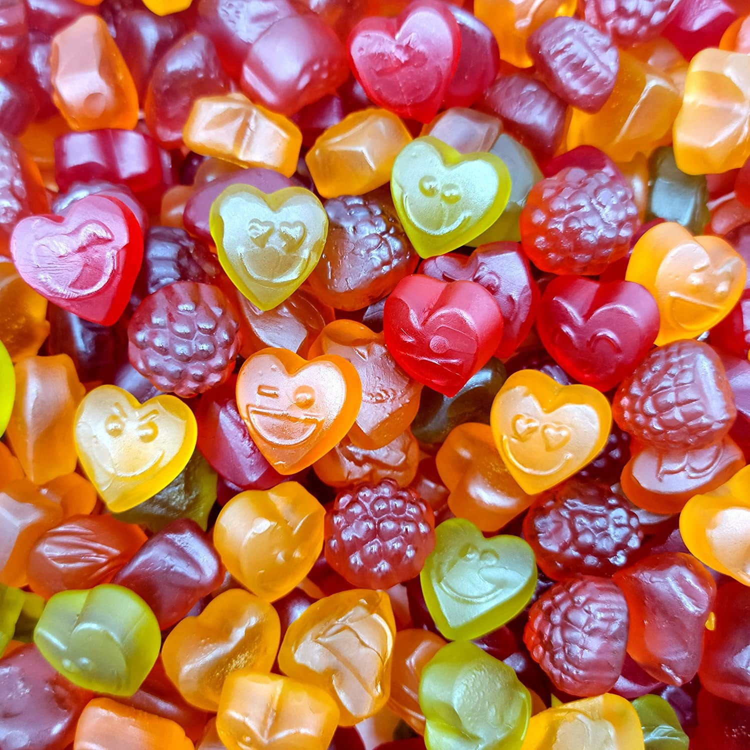 Valentines Gummy Hearts and Fruit Mix Brachs Emoticon Gummy Hearts and