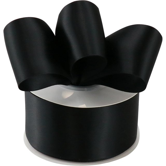 HAHDAXIA Black Ribbon 2 Inch Double Face Satin Ribbon Thick Black Ribbon for Wedding Bridal Bouquet Baby Shower Party Decorations - 25Yards