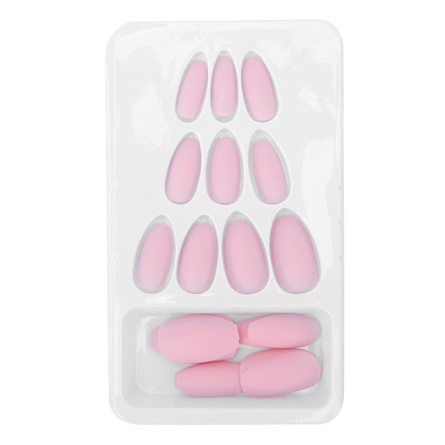 Juego de 24 puntas para decoración de uñas, color puro mate, uñas postizas artificiales de cobertura completa, F124