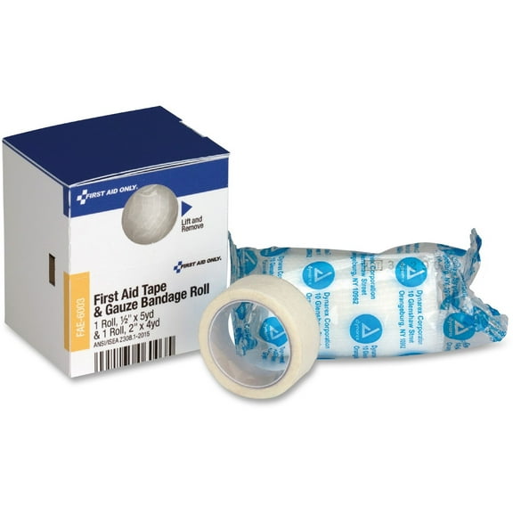 First Aid Only SmartCompliance First Aid Tape/Gauze Roll Combo 1/2"x5 yd. Tape 2"x4 yd. Gauze