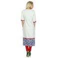 thumbnail image 4 of Bimba Women White Indian Ethnic Kurti 3/4th Sleeve Tunic Long Blouse Top, 4 of 5