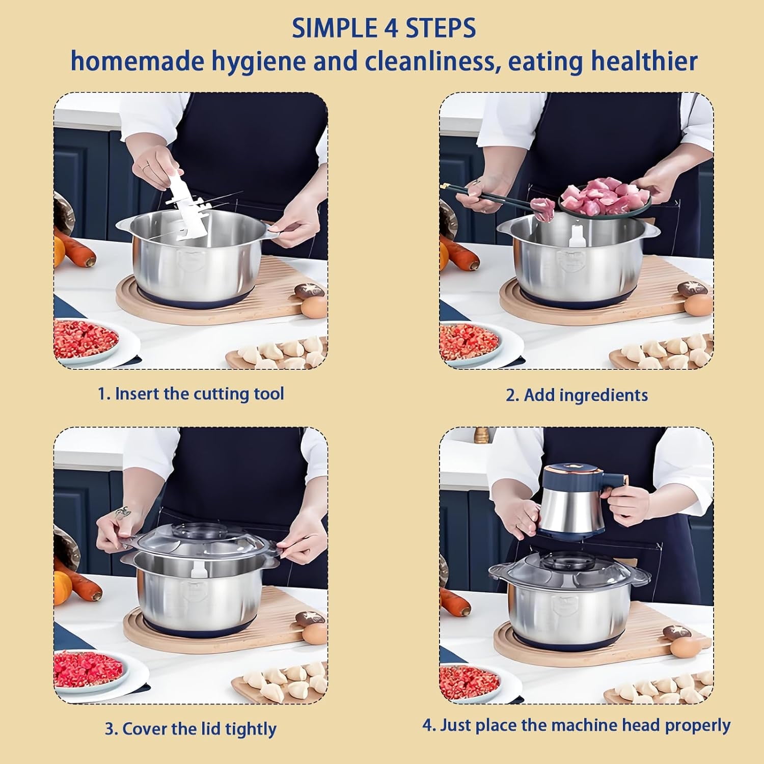 3L Electric Meat Grinder Multifunction Food Processor Chopper ( Blue )