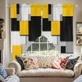 thumbnail image 2 of Yellow Black Patchwork Swag Curtain Valance for Windows, Abstract Retro Art Window Treatments Short Swag Topper for Kitchen Windows Bathroom Bedroom, 36"x45", 2 of 8