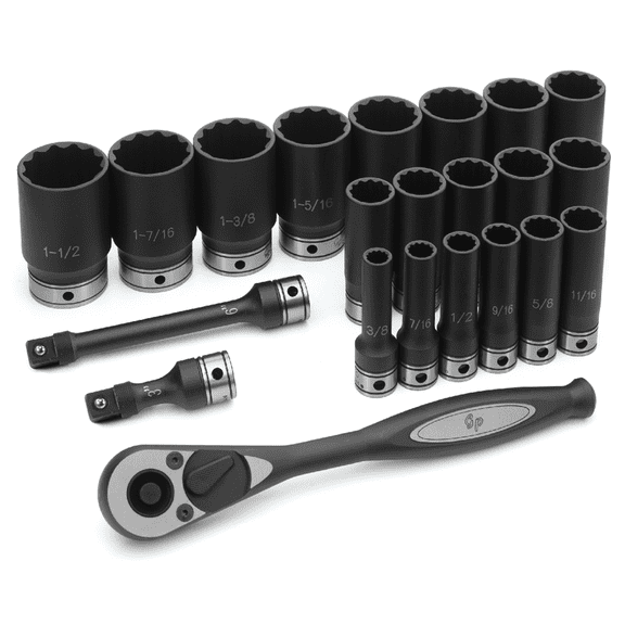 Grey Pneumatic 1/2" Drive 22 Piece Fractional Deep Duo-Socket Set - 12 Point