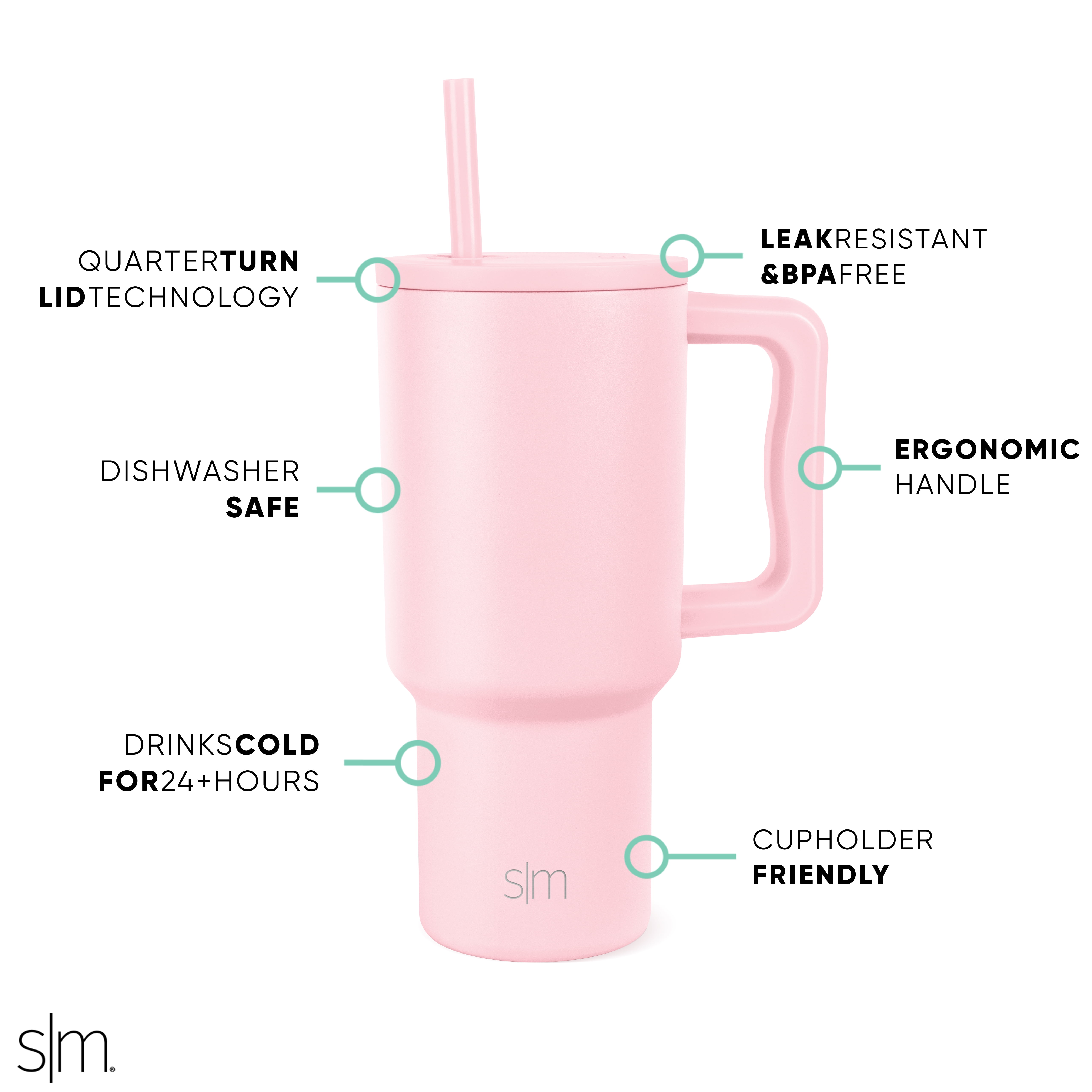 Simple Modern 30 fl oz Insulated Stainless Steel Trek Tumbler with Straw Lid | Blush