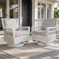 thumbnail image 1 of Patio Rocking Chairs Set of 2,High Back Outdoor Swivel Glider Chair Wicker Rocker Weather Resistant Patio Furniture with Cushion,380LBS, 1 of 8