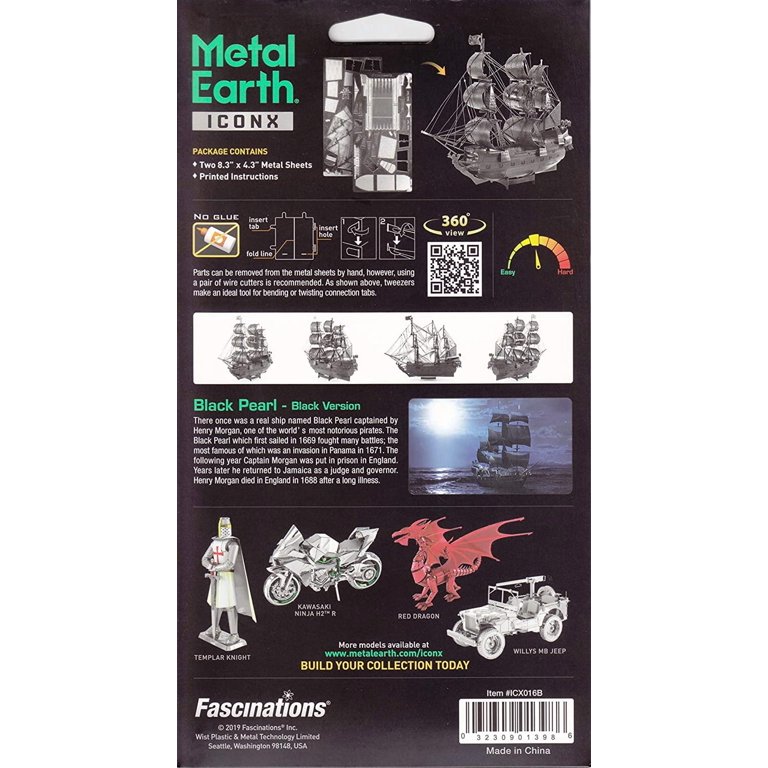 Metal Earth ICX016B Model Kit Black Pearl Ship Version Moderate
