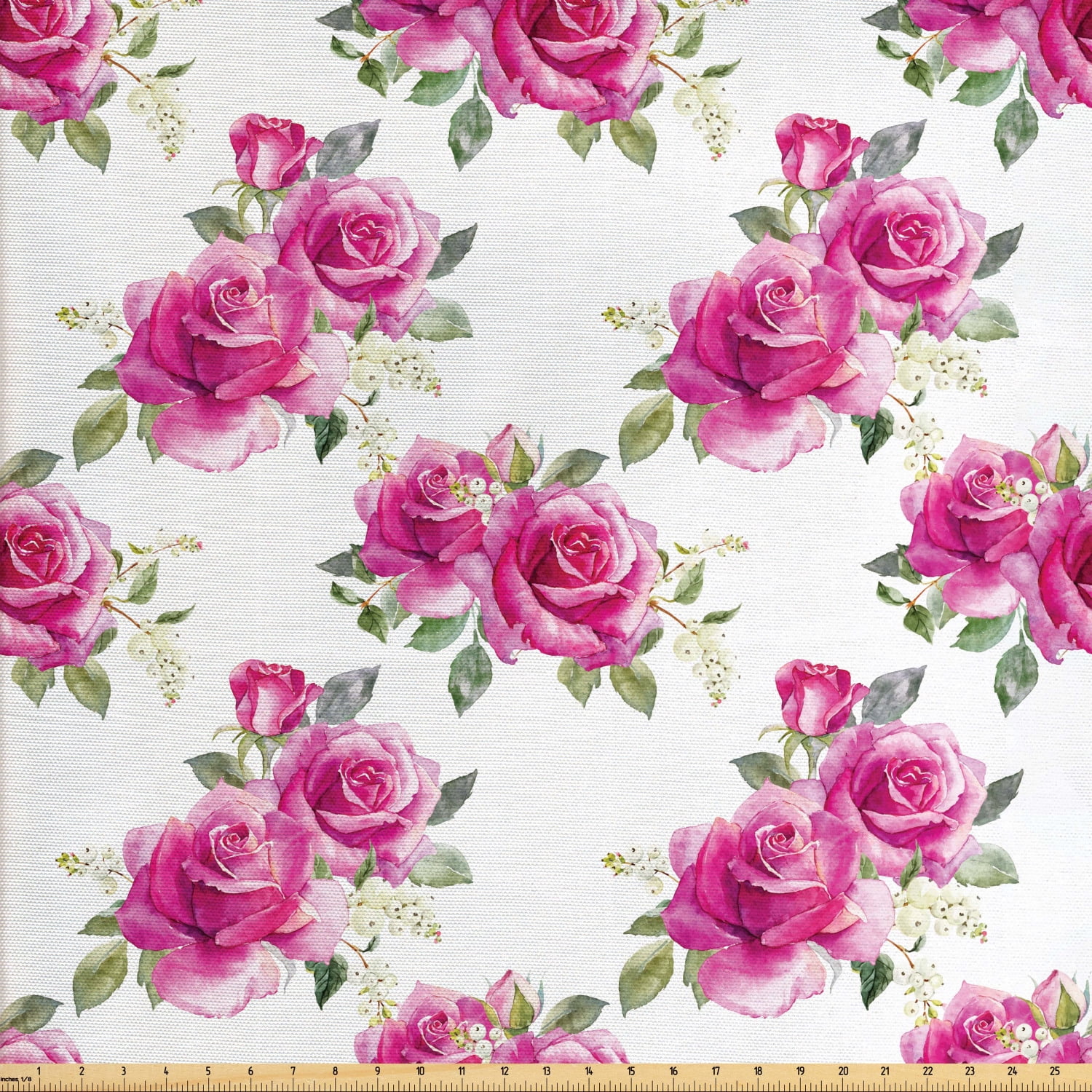 Rose Fabric by The Yard, Nosegay of Roses and Wildflowers Design ...