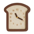 thumbnail image 1 of Reloj de pared con forma de tostada de madera, 23 x 25 cm, decoración de pared, silencioso, para habitación de niños, multiusos, 1 of 9