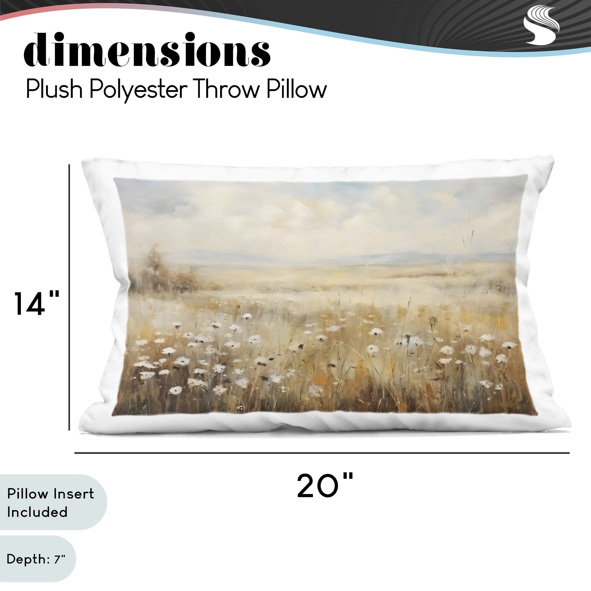 Stupell Industries Neutral Land Calmness Decorative Printed Throw Pillow, design by Creative Studio, 14 x 7 x 20