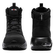 Larnmern Men's Shoes Steel Toe Safety Boots Lace-Ups, Ankle-High Round Toe, Black, 10 US Men