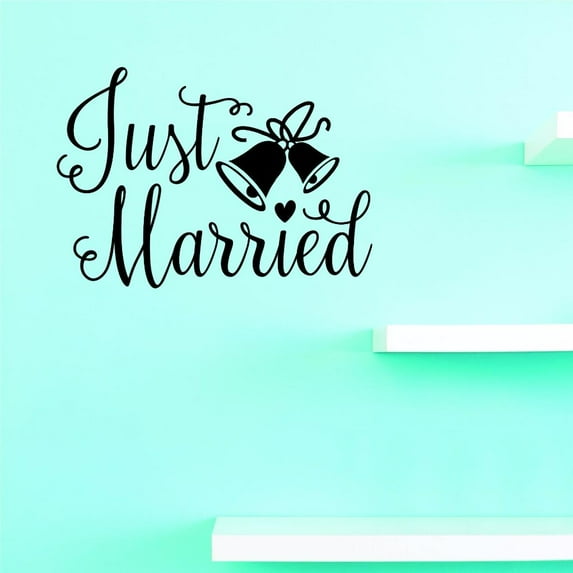Custom Decals Just Married Wall Art Size: 20 X 30 Inches Color: Black
