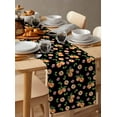 thumbnail image 6 of Summer Peach Pink Flower on Black Table Runner-70 Inch Long Green Leaves Table Runners Linen Burlap Tablerunner for Kitchen Dining Room Holiday Party, 6 of 9