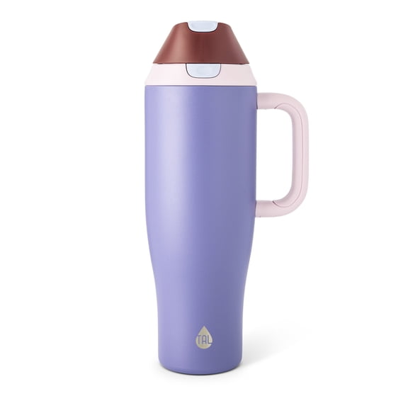 TAL 40oz Stainless Steel 2-in-1 Straw and Chug Tumbler with Push Lid and Handle, Purple