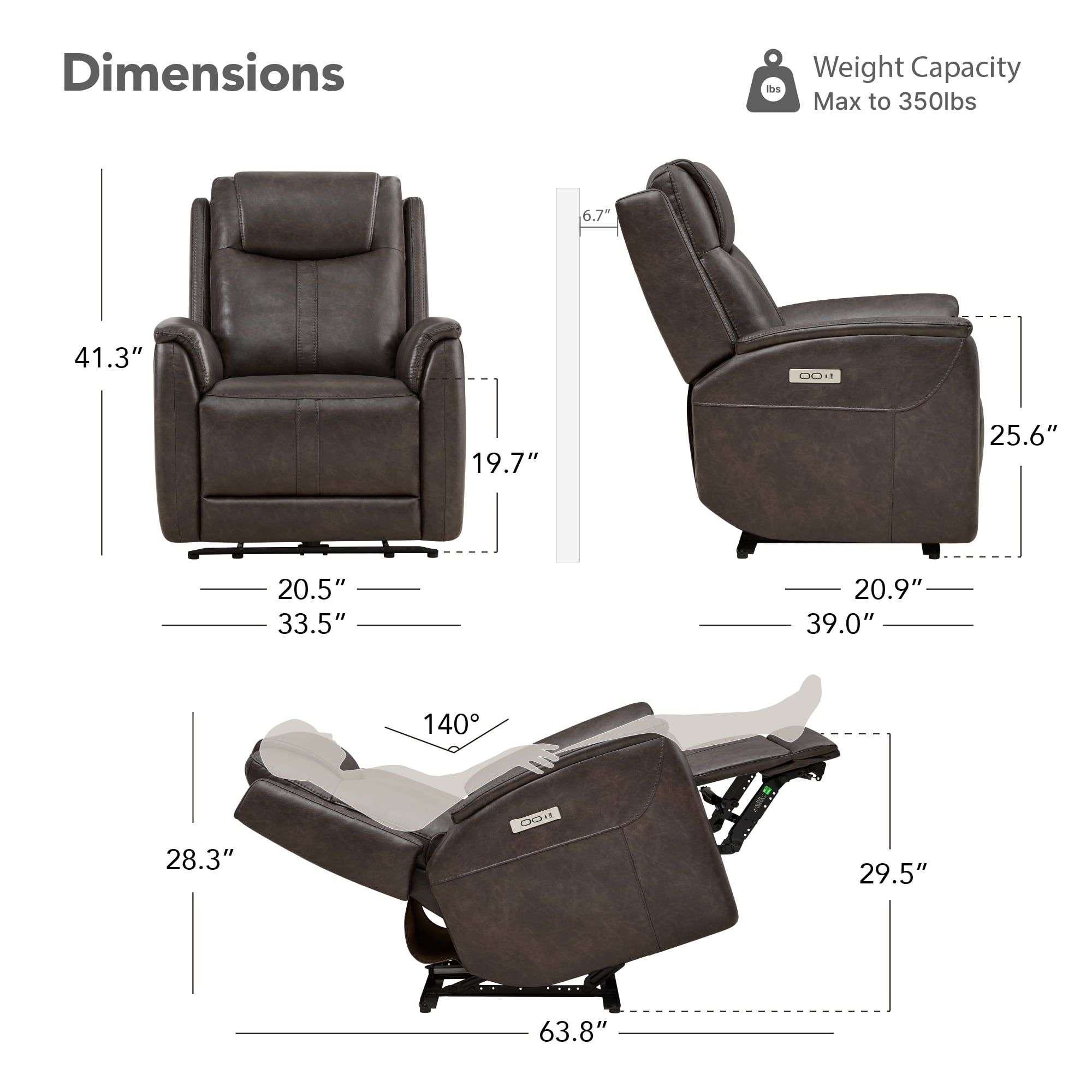 Spruce & Spring Zero Gravity Power Recliner Chair for Living Room, Chocolate