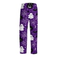 thumbnail image 5 of Domzest Halloween Pajama Pants Men Pumpkin Ghost Bat Print Wide Leg Pj Bottoms Drawstring Elastic Waisted Funny Sleepwear Dark Purple XL, 5 of 7