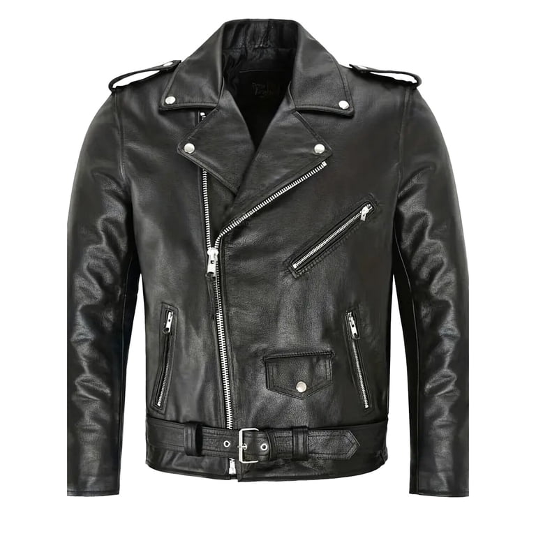 Xzbqbs Men's Vintage Leather Jacket Zip Up Slim Fit Biker Lapel
