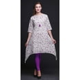 thumbnail image 2 of Bimba Purple Leaves & Primrose Floral Indian Tunic Tops For Girls Printed Casual Top For Women Ethnic Kurti XSmall, 2 of 6