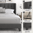 thumbnail image 5 of Einfach Queen Linen Fabric Platform Bed with Upholstered Wingback Headboard, Dark Grey, 5 of 8