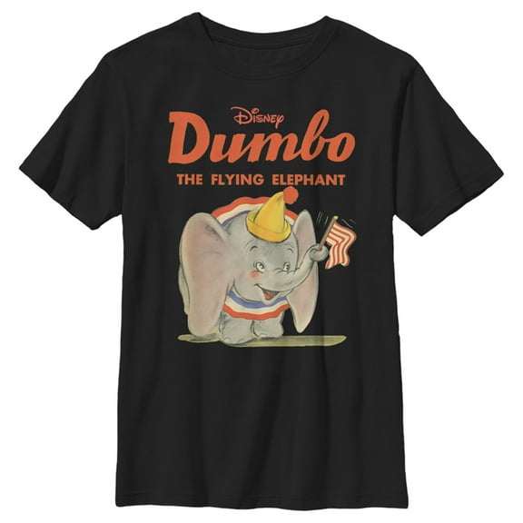 Boy's Dumbo The Flying Elephant Circus Graphic Tee Black X Small