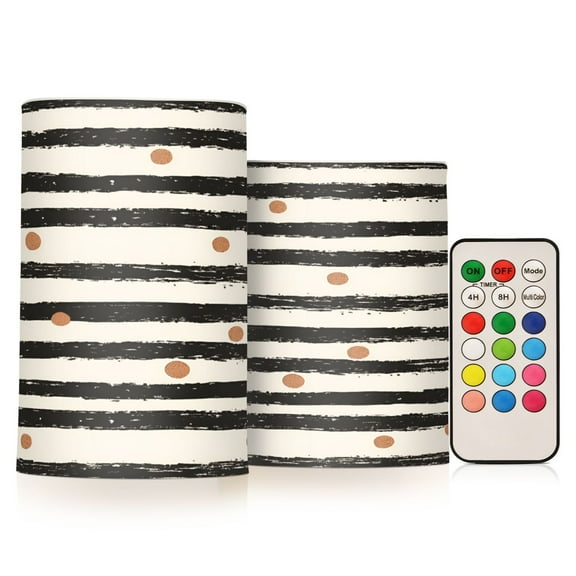 Yayeee Flameless Candles with Remote Flickering Battery Operated Multi Color Changing, Black Stripes