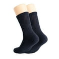 thumbnail image 6 of Solid Cotton Cushion Crew Socks for Women and Men Dark Navy 3 Pairs Size 10-13, 6 of 9