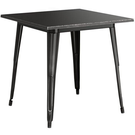 32'' Square Distressed Black Metal Restaurant Patio Dining Table For Indoor or Outdoor Use